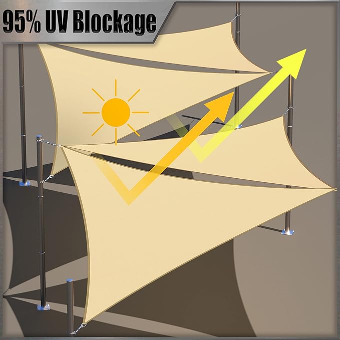 Amgo 10' x 10' Custom Size Beige Rectangle Square Waterproof Sun Shade Sail Order to Make UPF50+ AMWTPR0712 Canopy Awning, 98% UV Blockage Water Resistant, Backyard Patio Garden (We Customize)