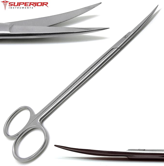 2 Pcs Dental Surgical Medical ENT Scissors Kelly Straight & Curved 7" Sharp/Sharp Instruments