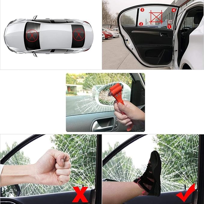 10 PCS Car Safety Hammer Emergency Escape Tool Auto Car Window Glass Hammer Breaker and Seat Belt Cutter Escape 2-in-1 for Family Rescue & Auto Emergency Escape Tools
