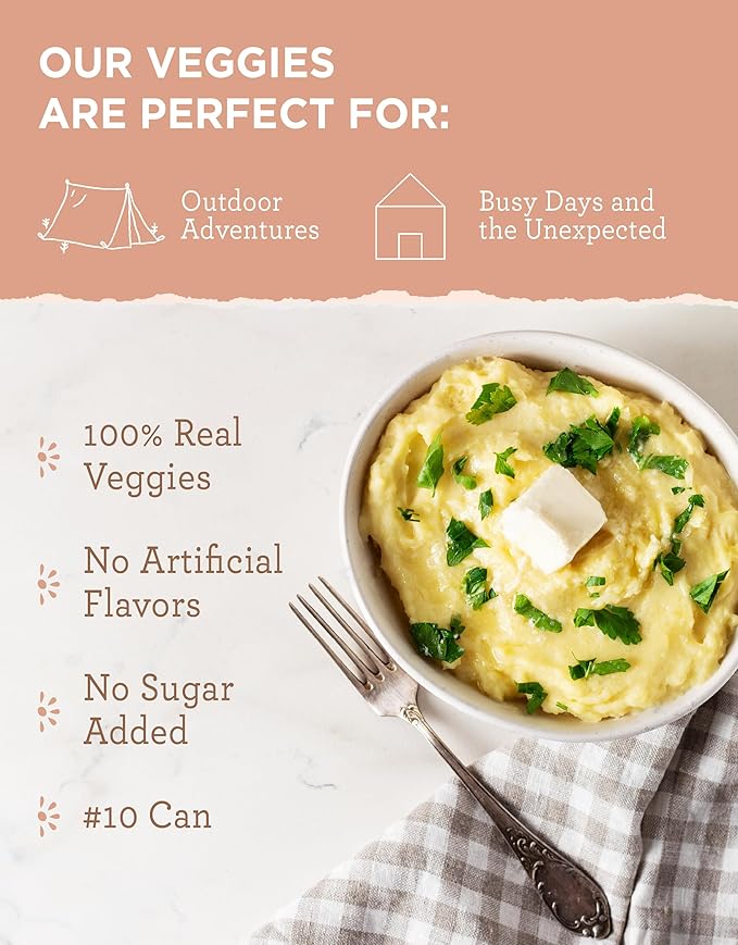 READYWISE - Simple Kitchen, Homestyle Mashed Potatoes, 45 Servings, MRE, Emergency Food Supply, Gluten Free, Mashed Potatoes, Canned Vegetables, Freeze Dried Food, Camping, Survival Food, #10 Can