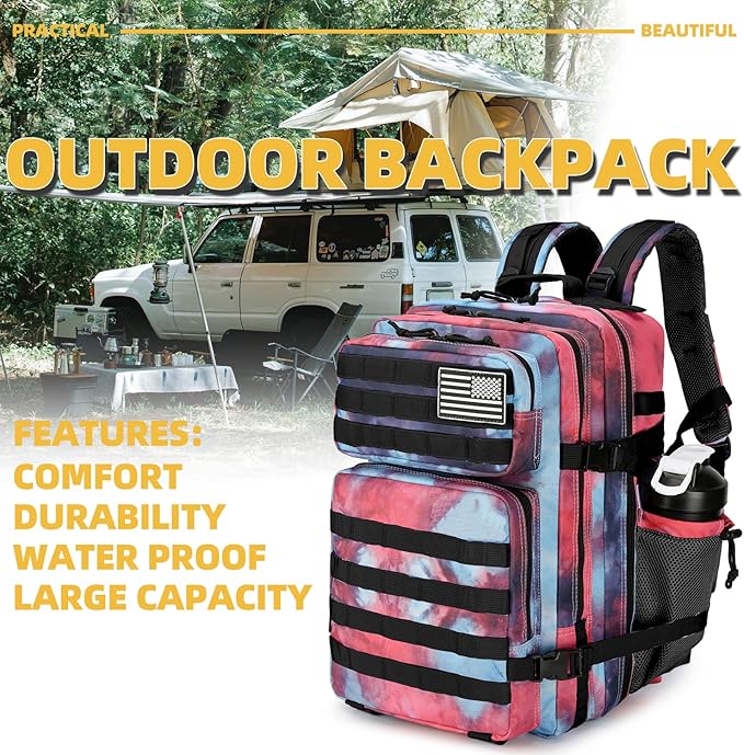 25L Tactical Backpack Military Tactical Backpack for Men and Women Small Assault Pack Outdoor Travel Hiking Camping Rucksack with Molle Webbing (Nebula Camo)