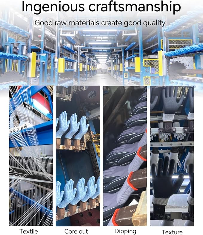 Work Gloves Men with Double Sandy Nitrile Coated Grip, Micro-Foam Nitrile for Mechanics, Construction, Warehouse