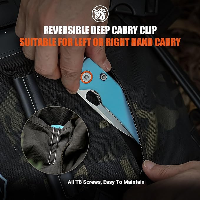 Vosteed Porcupine EDC Pocket Knife - 2.99" 14C28N Satin Blade - Top Liner Lock, Sky Blue G10 Handle - Camping, Hunting Knives - A2608
