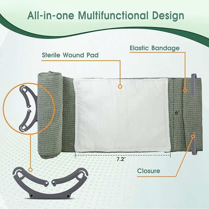 6 Inch 3 Packs Israeli Bandage - Emergency Bandage with Vacuum Sterile Package - for Wound Dressing, First Aid Kit, Medical Trauma Kit Refill