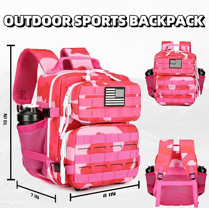 9L Mini Tactical Backpack 9L Assault Pack 9L Tactical Backpack Hiking Fitness Backpack(Rose red cp)
