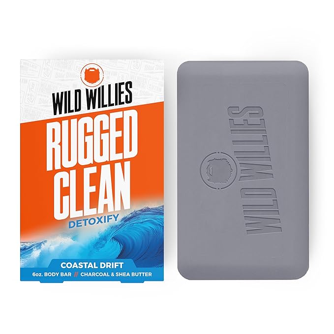 Wild Willies Moisturizing Mens Bar Soap - Bath Soaps with Shea Butter for Odor Protection - Natural Body Bar for Men - Coastal Drift Scent, 3 Pack