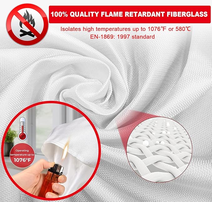 Wucgea Fire Blanket for Home and Kitchen - 5 Pack Fiberglass Reusable Fire Blankets Suppression Emergency for School Fireplace Grill Car Office Garage Welding Warehouse Safety 3.3ft x 3.3ft