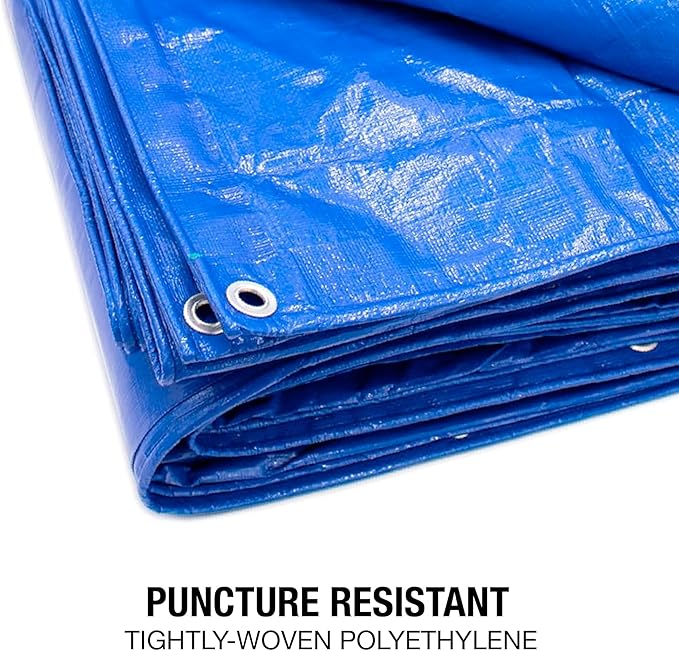 Waterproof Tarps 16x20 - Multi Purpose 5 MIL Tarp - High Durability 16x20 Tarp - Construction, Rain Shelter, Outdoor Cover and Camping Use