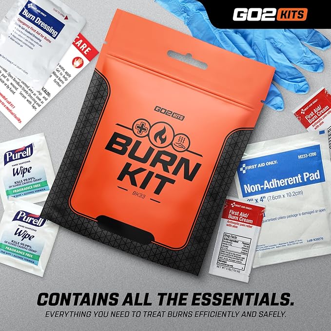 Advanced Burn Kit, Comprehensive Burn First Aid Kit with Dressings, Burn Cream & Gauze, Portable First Aid Kit for Home, Office, Car & Travel, 10-Pack (BK33)