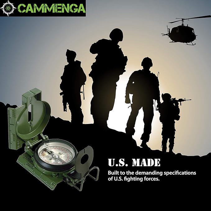 Cammenga Official US Military Tritium Lensatic Compass, Accurate Waterproof Hand Held Compasses with Pouch for Hiking Camping Navigation Survival Backpacking Orienteering