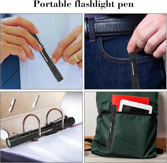 5PCS Mini Tactical Pen Flashlights, 200LM Waterproof Flashlights, 3 Modes Pocket Light with Clip,5 Pack Small Led Light for Camping, Emergency Inspection and Repair