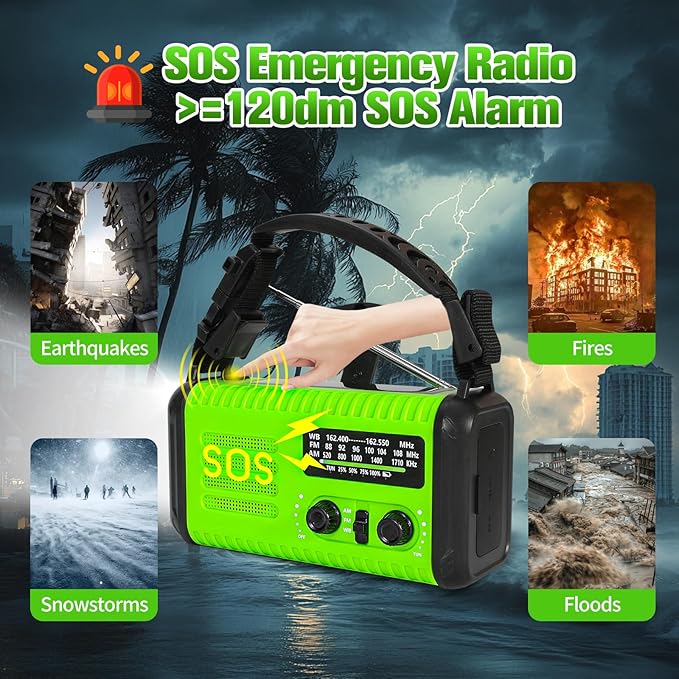 20000mAh/74000mWh Portable Emergency Weather Radio (Condor 1) NOAA/AM/FM with USB/Solar/Hand Crank Charging Battery Operated SOS Alarm & Flashlight for Indoor/Outdoor Emergencies Survival Supplies