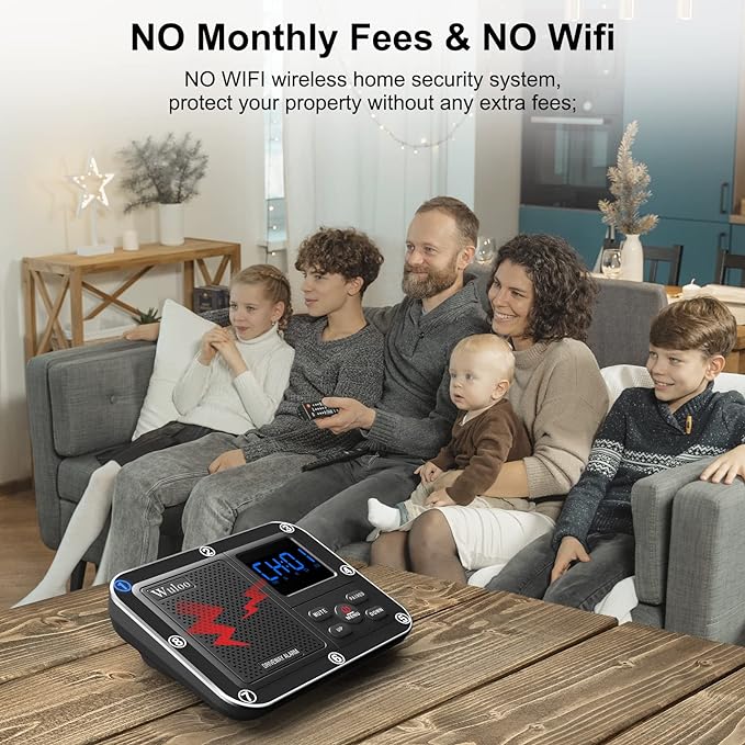 Wireless Alarm System for Home Security Expandable - 6-Piece Kit Include Doorbell, Door Alarm, and Solar Driveway Alarm - Chime/Sensitivity Adjustable NO Wi-Fi NO Monthly Fee With Rechargeable Battery
