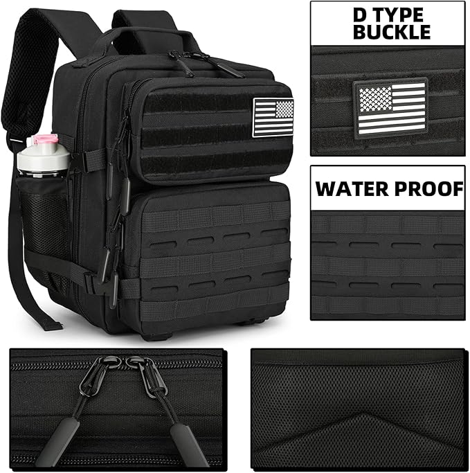 9L Mini Tactical Backpack 9L Assault Pack 9L Tactical Backpack Hiking Fitness Backpack(Black)