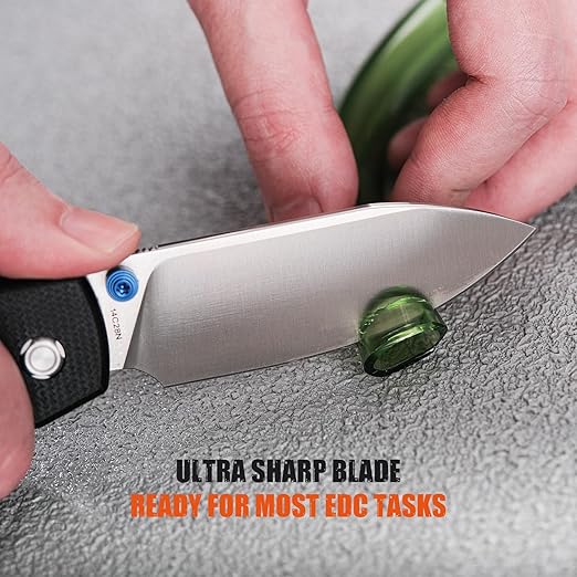 Vosteed Raccoon EDC Folding Pocket knife with Clip, Top Liner Lock Knife with 3.25" Sandvik 14C28N Steel Blade, Micarta Handle for Camping, Hiking - A2903