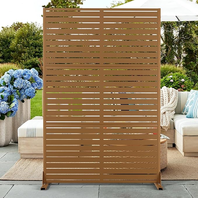 72" H×47" W Metal Privacy Screen Outdoor Privacy Screen Freestanding, Freestanding Decorative Privacy Screen for Balcony Yard&Garden(Consists of 3 Panels)