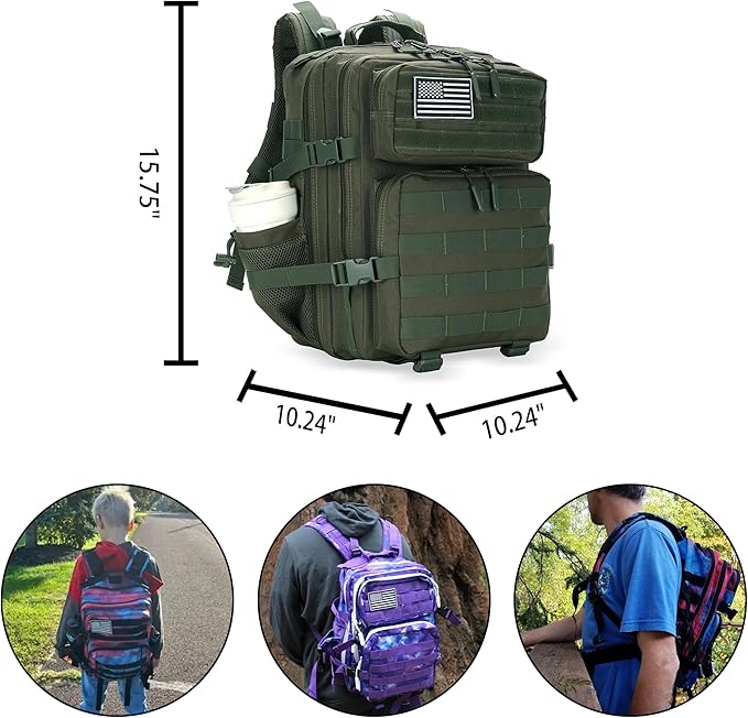 25L Military Tactical Backpack Small Army Assault Pack Molle Daypack for Men and Women for Work Travel Gym Outdoor Hiking Camping (Army Green)
