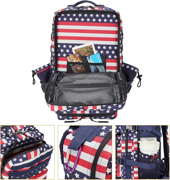 25L Tactical Military Backpack Small Travel Backpack for Men and Women Assault Pack Bug Out Bag Molle Daypack Gym Backpack with Bottle Holder (Flag)