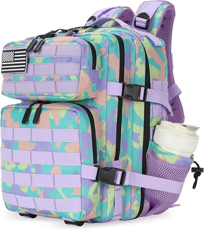 25L Tactical Military Backpack Small Travel Backpack for Men and Women Assault Pack Bug Out Bag Molle Daypack Gym Backpack with Bottle Holder (Color Camo)