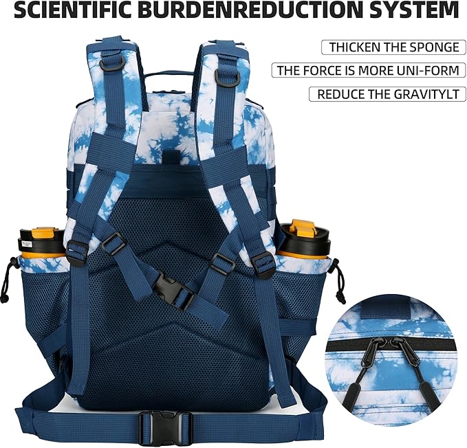 45L Tactical Assault Backpack 3 day assault pack with Molle Waterproof backpack Rucksack for Tactical Backpacks (Blue coral)