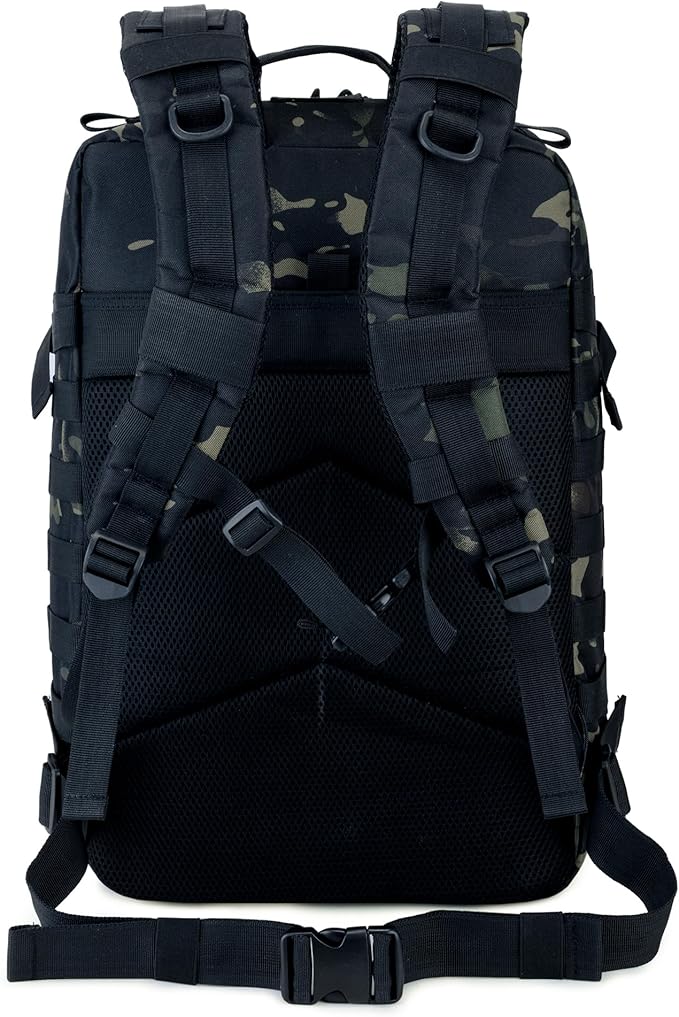 45L Military Tactical Backpack for Men & Women Bug Out Bag Assault pack Molle Daypack Hiking Trekking Rucksack(Black-cp)