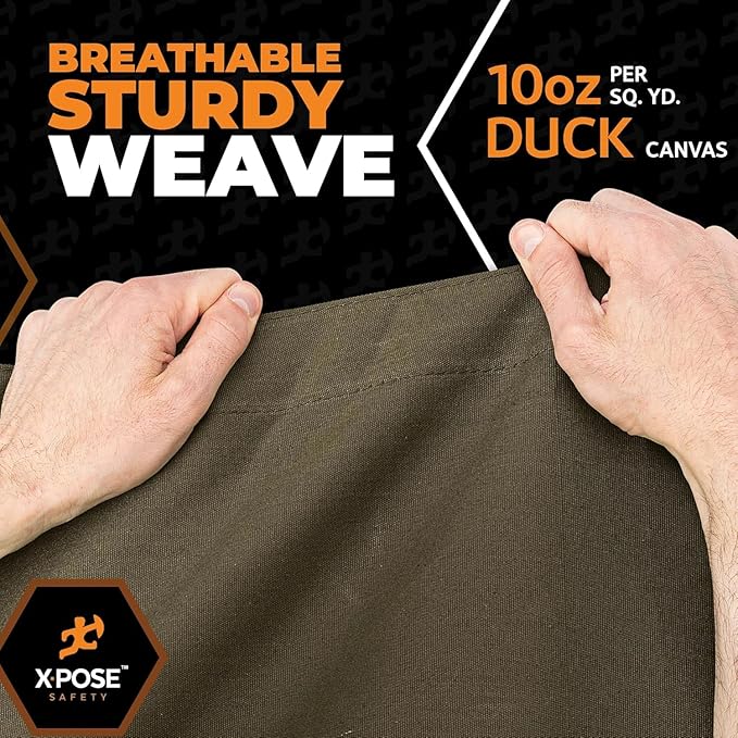 Xpose Safety Canvas Tarp - 10oz Olive Drab Canvas Tarps Heavy Duty Water Resistant with Brass Grommets- Multipurpose Outdoor Tarpaulin for Camping, Canopy, Trailer, Equipment Cover 8' x 16' (2 Pack)