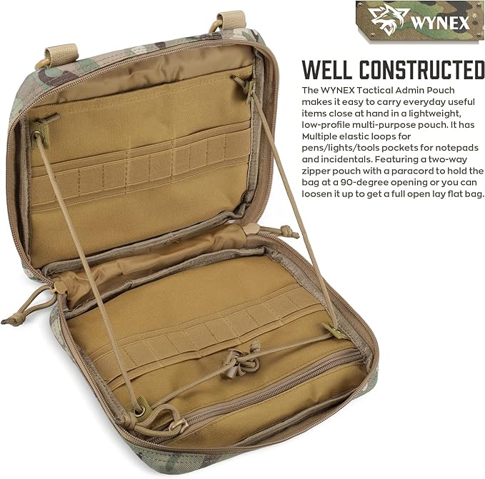WYNEX Tactical Admin Molle Pouch, Medical EDC EMT Utility Bag Shell Design Attachment Pouches 1000D Nylon Hiking Belt Bags