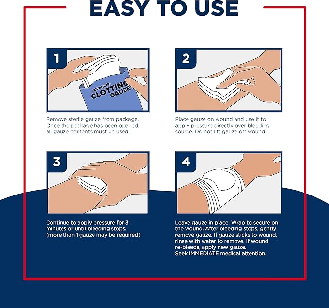 Adventure Medical Kits QuikClot Gauze - Flexible Hemostatic Medical Gauze for Emergency Survival or Disaster Preparedness Kits & More - Stops Bleeding Fast with Kaolin - 3" x 24"