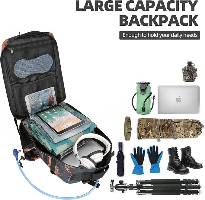 45L Tactical Assault Backpack 3 day assault pack with Molle Waterproof backpack Rucksack for Tactical Backpacks (Mars Camo)