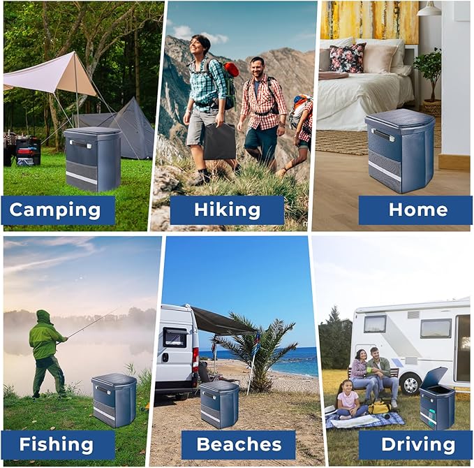 2025 Upgraded 16.5'' XL Portable Toilet for Adults,Tall Camping Toilet with Lid and Convenient Carry Bag, Portable Potty for Camping, Hiking, Car Travel,Truck, RV, Boating, Road Trips, Beach (Blue)