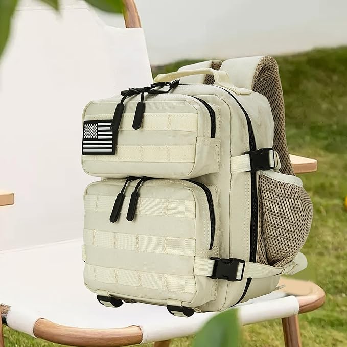 9L Mini Tactical Backpack for Men and Women, Tactical Backpack Small for Hiking, Small Tactical Bag (CreamColored)