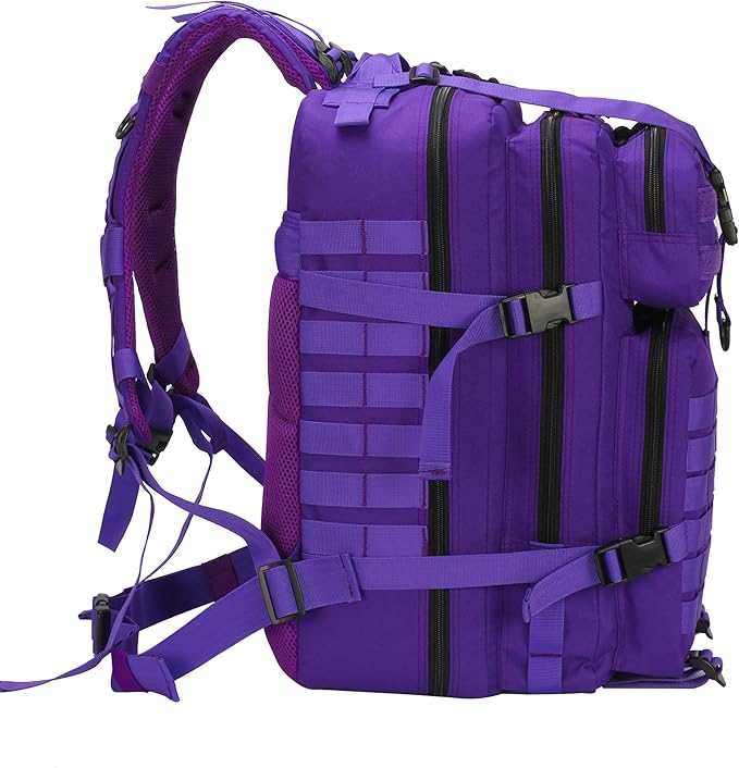45L Military Tactical Backpack for Men & Women Bug Out Bag Assault pack Molle Daypack Hiking Trekking Rucksack(45L purple)