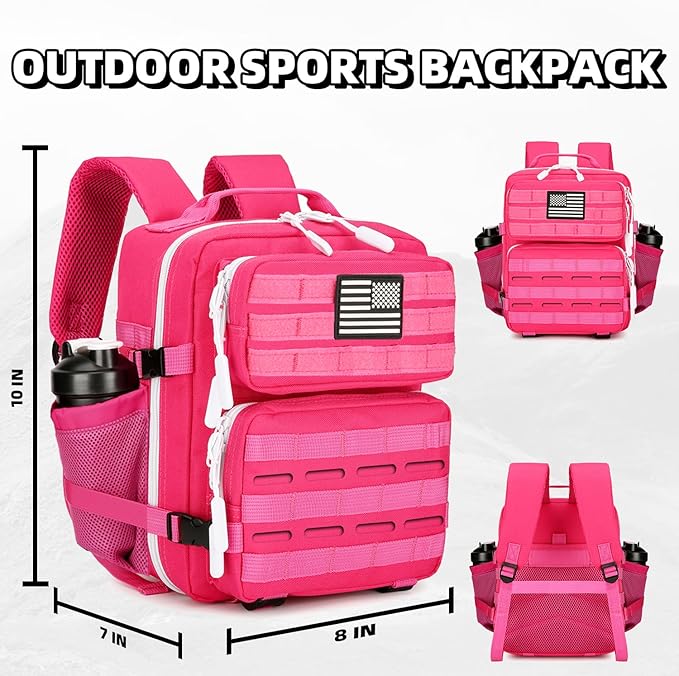 9L Mini Tactical Backpack 9L Assault Pack 9L Tactical Backpack Hiking Fitness Backpack(Rose Red)