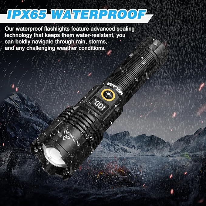 Rechargeable Flashlights 2200 High Lumens, Super Bright LED Flashlight with Zoomable, 6 Modes, IPX6 Waterproof, Powerful Tactical Handheld Flash Light for Camping, Hiking, Emergencies