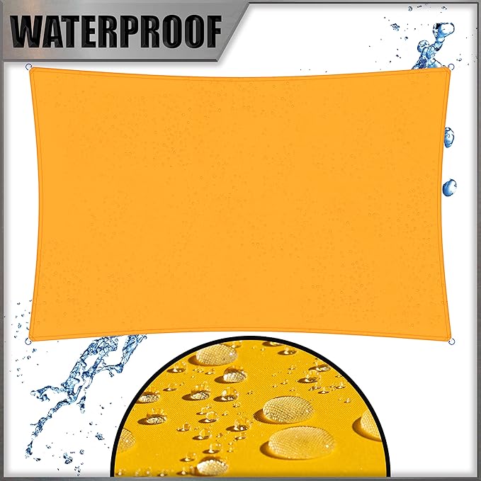 Amgo 10' x 11' Custom Size Yellow Rectangle Square Waterproof Sun Shade Sail Order to Make UPF50+ AMWTPR0712 Canopy Awning, 98% UV Blockage Water Resistant, Backyard Patio Garden (We Customize)