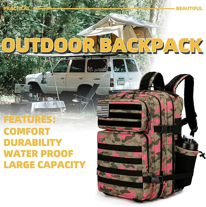 25L Tactical Backpack for Men Women Military Backpack Army Assault Pack Molle Backpack Small Bug Out Bag Travel Rucksack Daypack (Pink Camo)