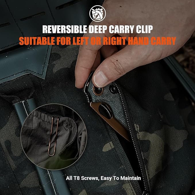 Vosteed Porcupine - EDC Pocket Knife, 2.99’’ 14C28N Steel Rose Gold Blade, Top Liner Lock Micarta Handle - Lightweight Folding knives with Clip for Men & Women Camping Outdoor-A2602