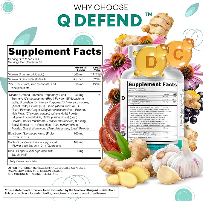 Clean Nutraceuticals Quercetin Zinc Vitamin C Vitamin D Bromelain Elderberry - Lung Immune Support Supplement Adults with Artemisinin, Sea Moss, Echinacea, Allergy Relief