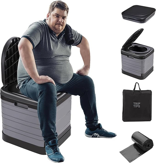TRIPTIPS Updated Portable Potty for Camping Extra Large Folding Travel Toilet Camping Toilet Portable Toilet for Adults Car Toilet Camp Toilet Outdoor Toilet for Boat/Hiking/Long Trips/Beach
