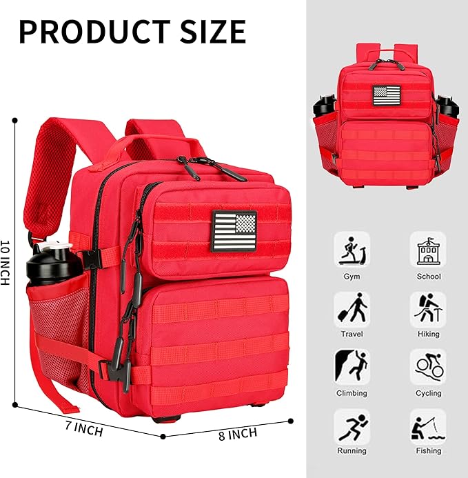9L Mini Tactical Backpack for Men and Women, Tactical Backpack Small for Hiking, Small Tactical Bag (Red)