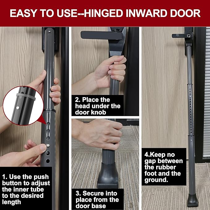 AceMining Upgraded Door Security Bar & Sliding Patio Bar, Heavy Duty Stoppers Adjustable Jammer for Home, Apartment, Travel (2 Pack,Grey)