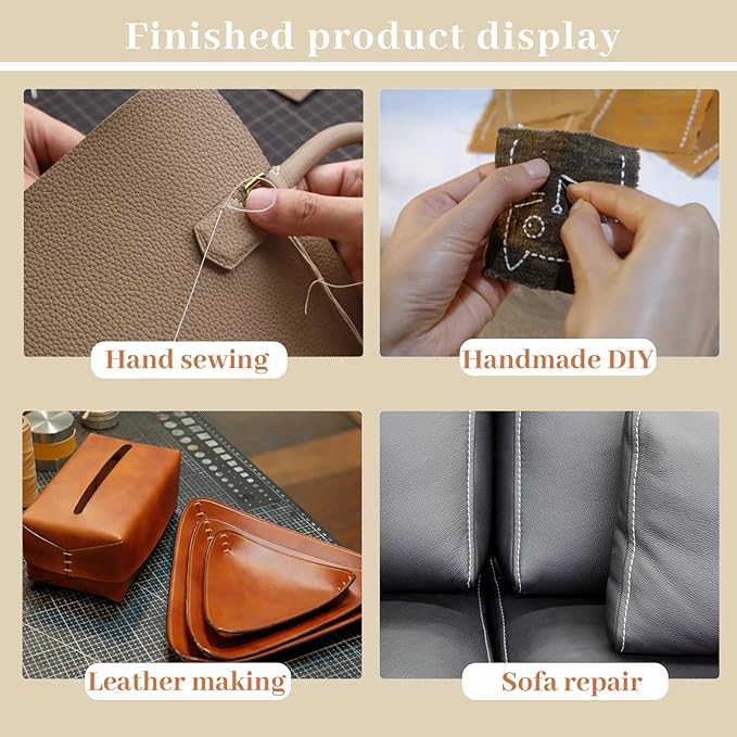 Yizzvb Heavy Duty Sewing Kit, Upholstery Thread Kit with Nylon Thread, Hand Sewing Needles, Sewing Awl, Upholstery Tools and Supplies for Carpets, Canvas, Sofa and Leather, Sewing Kit for Adults