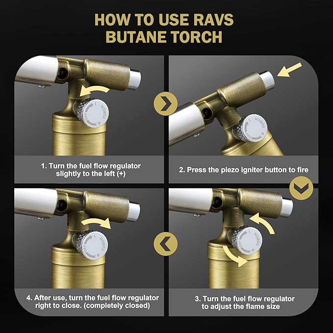 RAVS Copper Butane Torch Lighter, Refillable Kitchen Torch Cooking Torches, Blow Torch with Adjustable Flame, Creme Brulee Torch for Baking, Soldering Torch Gifts for Men, Butane is Not Included