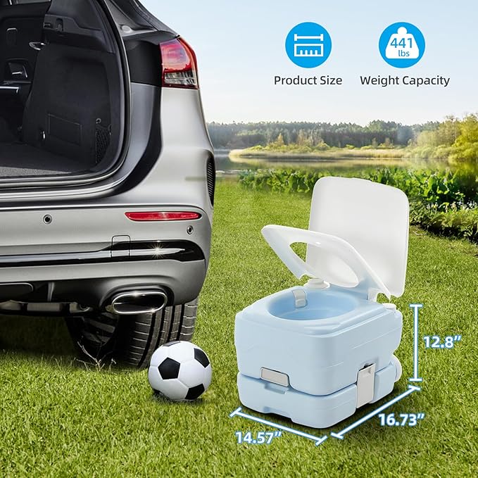 YITAHOME 2.64 Gallon Portable Toilet for Camping, RV Travel Potty with Press Flush Pump, Anti-leak Seal Ring for Travel, Boating, Hiking, Trips, Light Blue