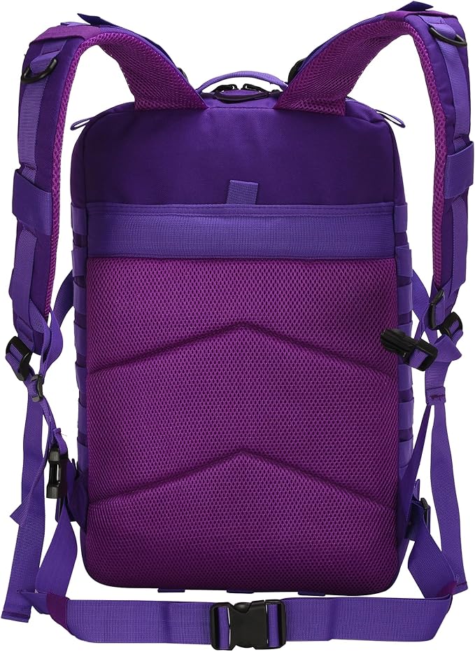 45L Military Tactical Backpack for Men & Women Bug Out Bag Assault pack Molle Daypack Hiking Trekking Rucksack(45L purple)