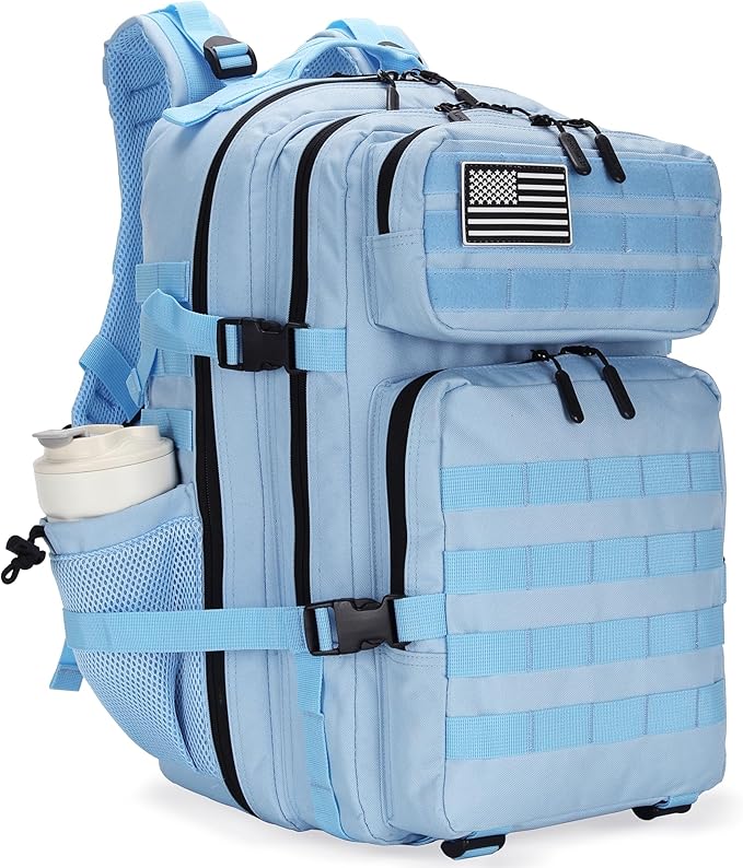 45L Tactical Assault Backpack 3 day assault pack with Molle Waterproof backpack Rucksack for Tactical Backpacks (Light blue)