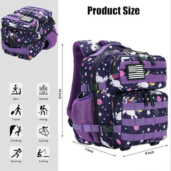 9L Tactical Assault Backpack Gym Pack Hiking Travel Pack Camping Backpack (PurpleStar)