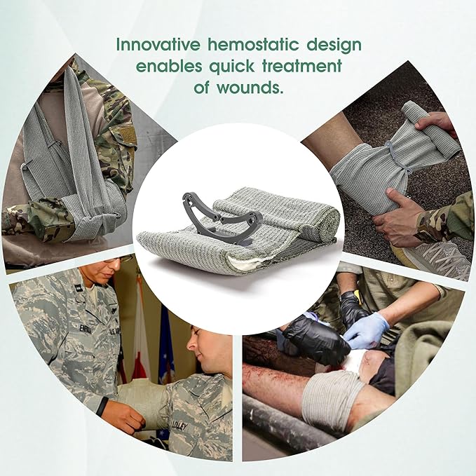 6 Inch 3 Packs Israeli Bandage - Emergency Bandage with Vacuum Sterile Package - for Wound Dressing, First Aid Kit, Medical Trauma Kit Refill