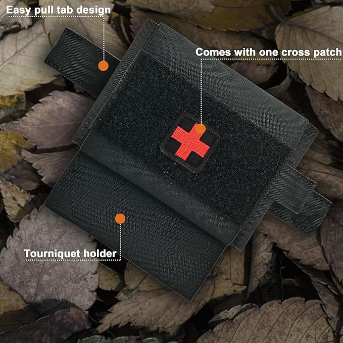 2-in-1 Micro Med Kit Med Pouch Tactical Mini First Aid Pouch Empty Small IFAK Pouch Compact Med Pouch EDC Bag with Tourniquet Holder |MOLLE Belt IFAK Micro Trauma Kit Pouch
