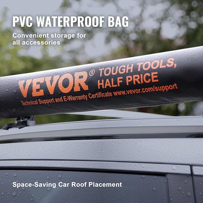 VEVOR Vehicle Awning 6.6'x8.2' Roof Rack Pull-Out Sun Shade UV50+ PU3000mm, Retractable Weatherproof 4x4 Side Awning for SUV Outdoor Camping & Overland (Hardware Included), w/Waterproof Storage Bag